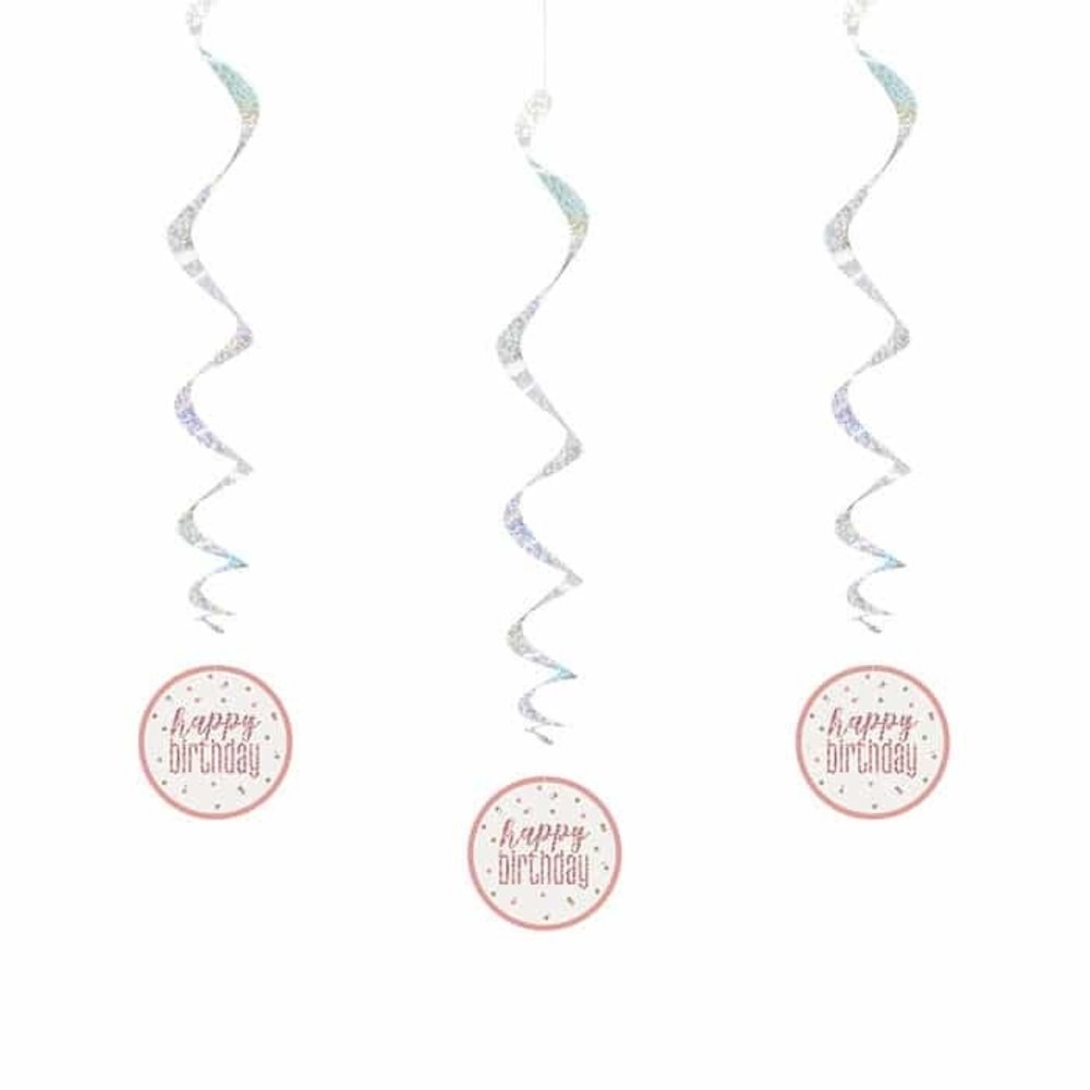 Unique Party Hangdecoratie Glitz Happy Birthday Rose Goud | 6 stuks Unique Party Hangdecoratie Glitz Happy Birthday Rose Goud | 6 stuks