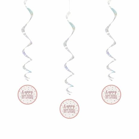 Unique Party Décoration suspendue Glitz Joyeux anniversaire Rose Gold | 6 morceaux Unique Party Décoration suspendue Glitz Joyeux anniversaire Rose Gold | 6 morceaux