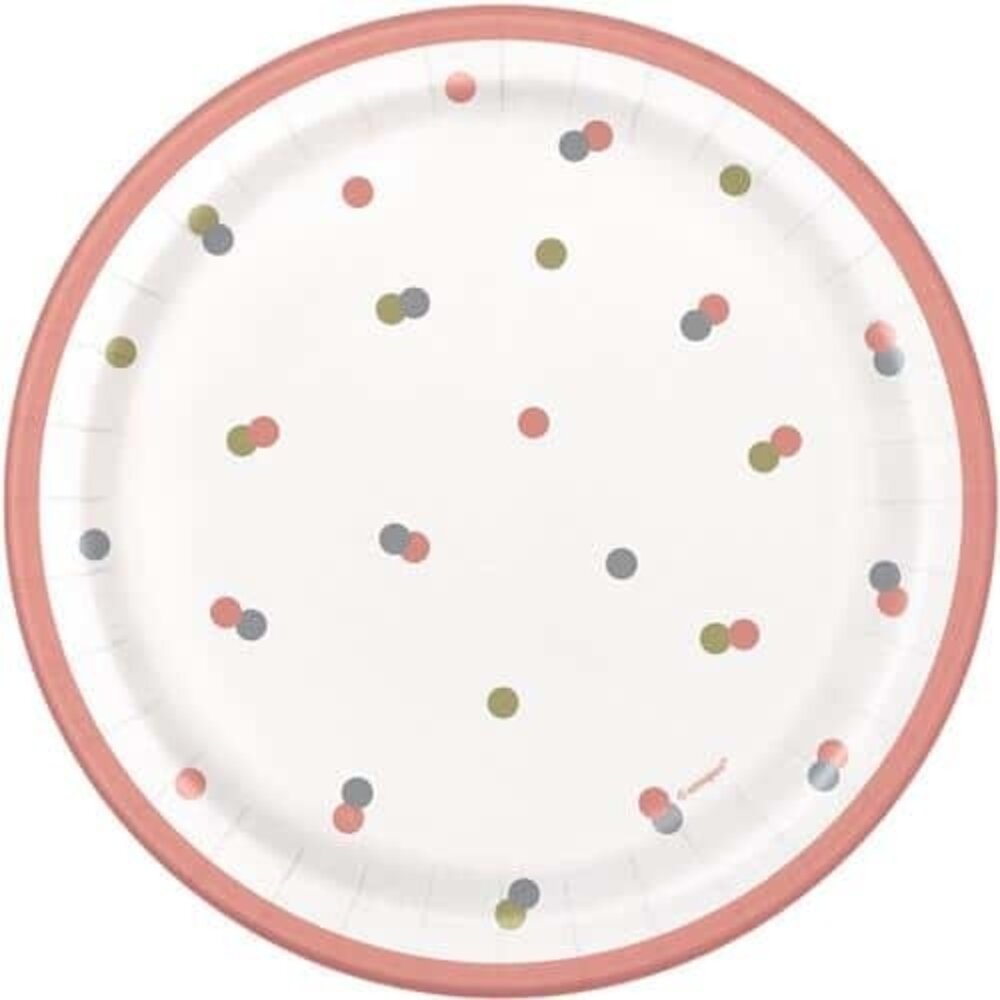 Bordjes Glitz Rose Goud Dots 17cm | 8 stuks Bordjes Glitz Rose Goud Dots 17cm | 8 stuks