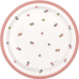 Bordjes Glitz Rose Goud Dots 17cm | 8 stuks