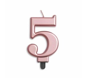 Globos Nordic Candle 5 years Rose Gold Metallic | 8cm Globos Nordic Candle 5 years Rose Gold Metallic | 8cm