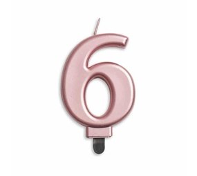 Globos Nordic Kaars 6 jaar Rose Goud Metallic | 8cm Globos Nordic Kaars 6 jaar Rose Goud Metallic | 8cm