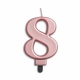 Globos Nordic Kerze 8 Jahre Roségold Metallic | 8cm