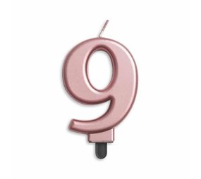 Globos Nordic Kerze 9 Jahre Roségold Metallic | 8cm