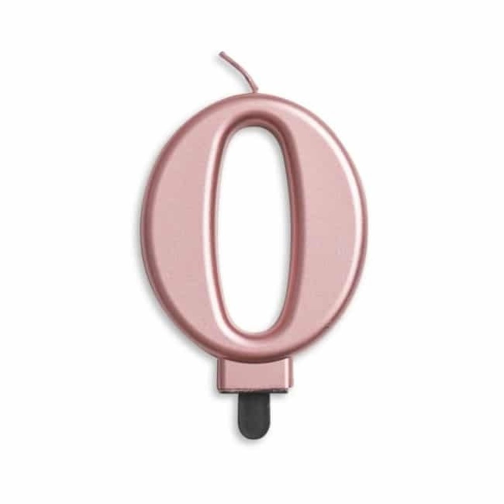 Globos Nordic Kerze 0 Jahre Roségold Metallic | 8cm