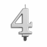 Globos Nordic Bougie 4 ans argent métallisé | 8cm Globos Nordic Bougie 4 ans argent métallisé | 8cm