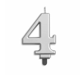 Globos Nordic Kaars 4 jaar Zilver Metallic | 8cm