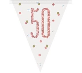 Unique Party Vlaggenlijn Slinger 50 jaar Rose Gold Glitz | 274cm