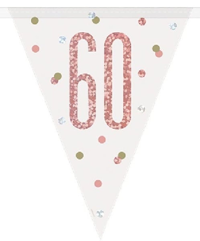 Unique Party Flag -Linie Singer 60 Jahre Roségold Glitz | 274 cm Unique Party Flag -Linie Singer 60 Jahre Roségold Glitz | 274 cm