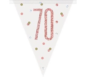 Unique Party Flag -Linie Singer 70 Jahre Roségold Glitz | 274 cm