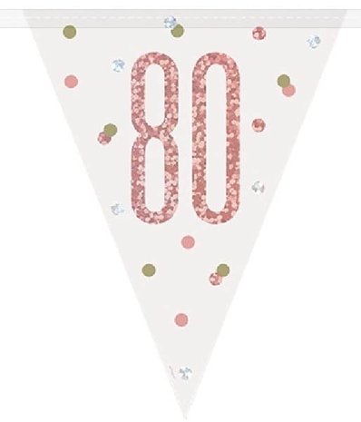 Unique Party Flag -Linie Slinger 80 Jahre Roségold Glitz | 274 cm Unique Party Flag -Linie Slinger 80 Jahre Roségold Glitz | 274 cm