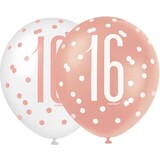 Unique Party Ballons 16 ans Glitz Rose Gold | 6 morceaux Unique Party Ballons 16 ans Glitz Rose Gold | 6 morceaux