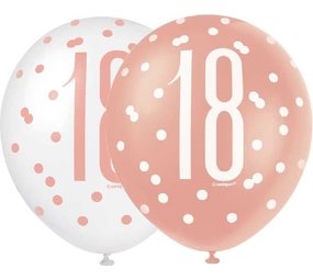 Unique Party Ballons 18 ans Glitz Rose Gold | 6 morceaux Unique Party Ballons 18 ans Glitz Rose Gold | 6 morceaux