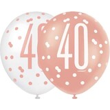 Unique Party Ballons 40 ans Glitz Rose Gold | 6 morceaux Unique Party Ballons 40 ans Glitz Rose Gold | 6 morceaux