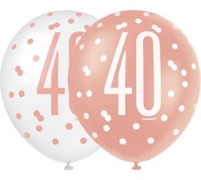 Unique Party Luftballons 40 Jahre Glitz Roségold | 6 Stück