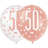 Unique Party Balloons 50 years Glitz Rose Gold | 6 pieces