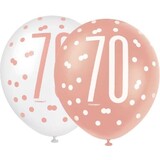 Unique Party Balloons 70 years Glitz Rose Gold | 6 pieces