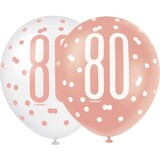 Unique Party Ballonnen 80 jaar Glitz Rose Goud | 6 stuks