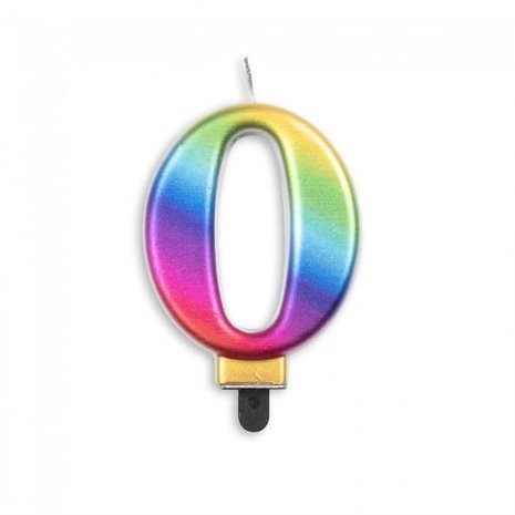 Globos Nordic Bougie 0 année arc-en-ciel métallisé | 8cm