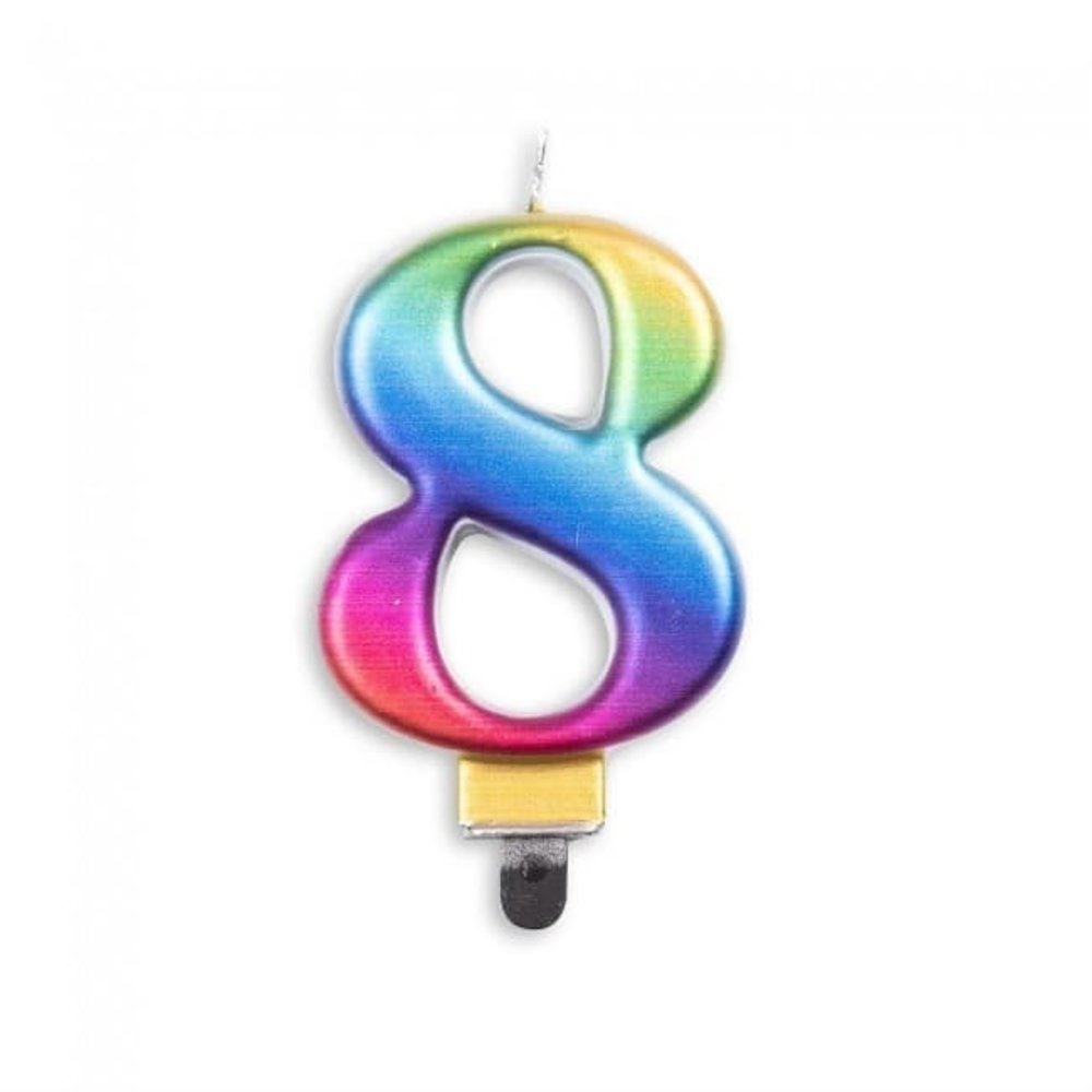 Globos Nordic Bougie 8 ans arc-en-ciel métallique | 8cm