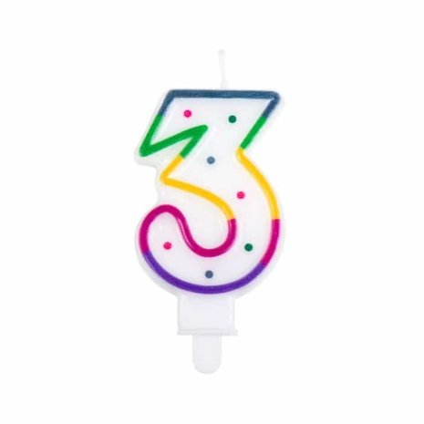 Boland Kerze 3 Jahre Regenbogenpunkt | 8cm