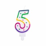 Boland Bougie 5 ans Rainbow Dot | 8cm Boland Bougie 5 ans Rainbow Dot | 8cm