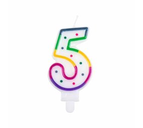 Boland Kerze 5 Jahre Regenbogenpunkt | 8cm Boland Kerze 5 Jahre Regenbogenpunkt | 8cm