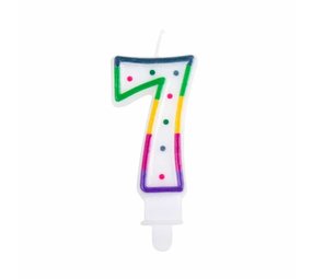 Boland Kerze 7 Jahre Regenbogenpunkt | 8cm Boland Kerze 7 Jahre Regenbogenpunkt | 8cm