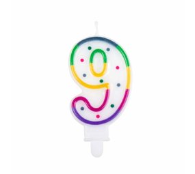 Boland Kaars 9 jaar Regenboog Stip | 8cm Boland Kaars 9 jaar Regenboog Stip | 8cm