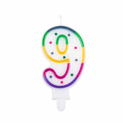 Boland Kaars 9 jaar Regenboog Stip | 8cm Boland Kaars 9 jaar Regenboog Stip | 8cm