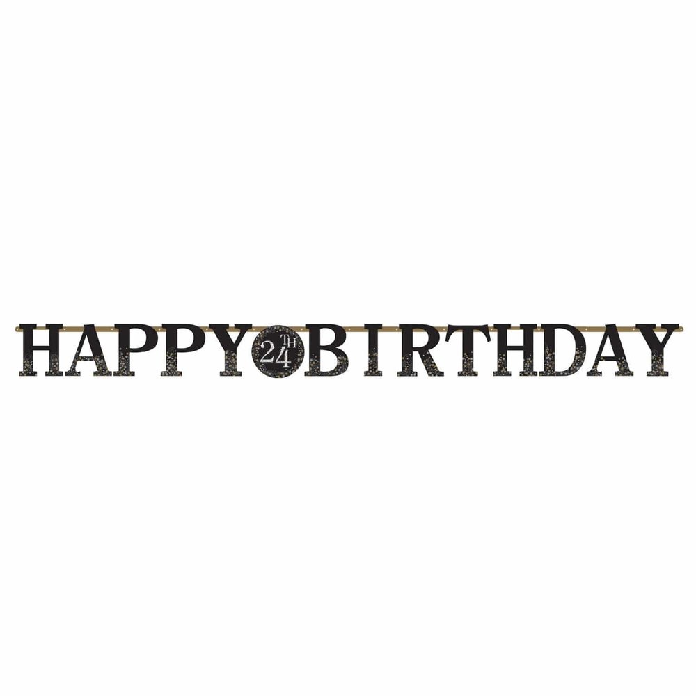 Jumbo Letterslinger Happy Birthday Goud met leeftijd | 320x25cm Jumbo Letterslinger Happy Birthday Goud met leeftijd | 320x25cm