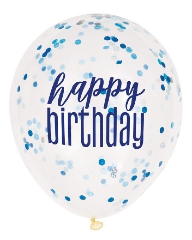 Confetti Balloons Joyeux anniversaire Bleu Glitz 30cm | 6 morceaux Confetti Balloons Joyeux anniversaire Bleu Glitz 30cm | 6 morceaux