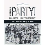Unique Party Confetti Happy Birthday Zilver Zwart Glitz | 14gr