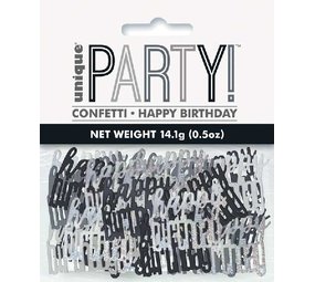 Unique Party Konfetti Alles Gute zum Geburtstag Silber Schwarz Glanz | 14gr Unique Party Konfetti Alles Gute zum Geburtstag Silber Schwarz Glanz | 14gr