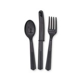 Unique Party Cutlery black | 18-piece