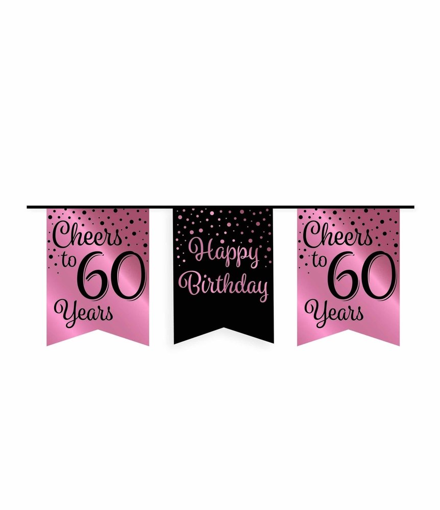 Guirlande acclamations à 60 ans d'or rose / noir | 6m Guirlande acclamations à 60 ans d'or rose / noir | 6m