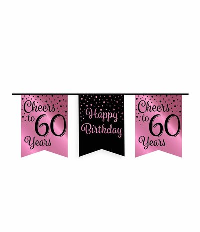 Guirlande acclamations à 60 ans d'or rose / noir | 6m Guirlande acclamations à 60 ans d'or rose / noir | 6m