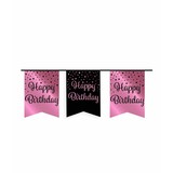 Guirlande joyeux anniversaire rose-or / noir | 6m Guirlande joyeux anniversaire rose-or / noir | 6m