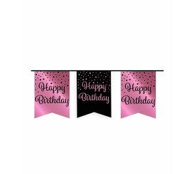 Guirlande joyeux anniversaire rose-or / noir | 6m Guirlande joyeux anniversaire rose-or / noir | 6m
