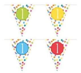 Vlaggenlijn Slinger 1 jaar Festive colors Papier | 6 mtr