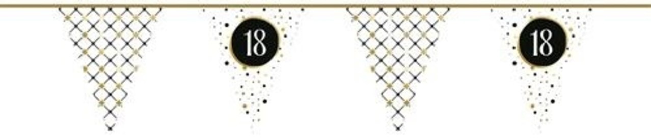 Ligne de drapeau Slinger 18 ans Papier d'or festif | 6 m Ligne de drapeau Slinger 18 ans Papier d'or festif | 6 m
