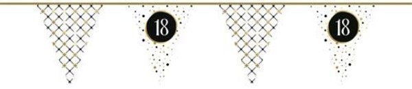 Ligne de drapeau Slinger 18 ans Papier d'or festif | 6 m Ligne de drapeau Slinger 18 ans Papier d'or festif | 6 m