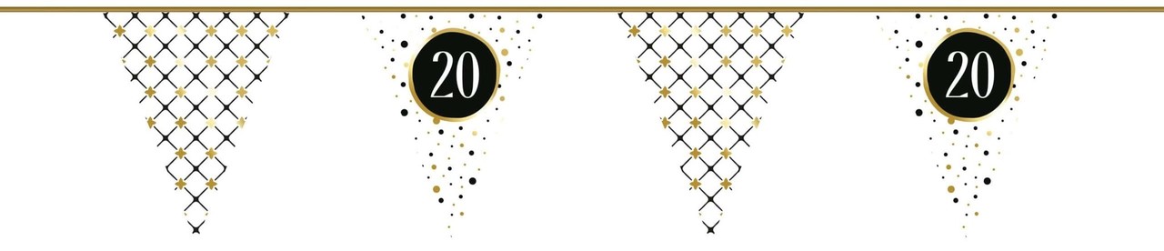 Flag -Linie Singer 20 Jahre Festliches Goldpapier | 6 mtr Flag -Linie Singer 20 Jahre Festliches Goldpapier | 6 mtr