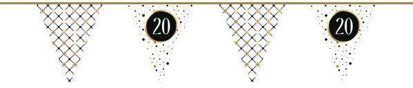 Flag -Linie Singer 20 Jahre Festliches Goldpapier | 6 mtr Flag -Linie Singer 20 Jahre Festliches Goldpapier | 6 mtr