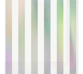 Servetten Iridescent strepen 33x33cm | 16 stuks Servetten Iridescent strepen 33x33cm | 16 stuks