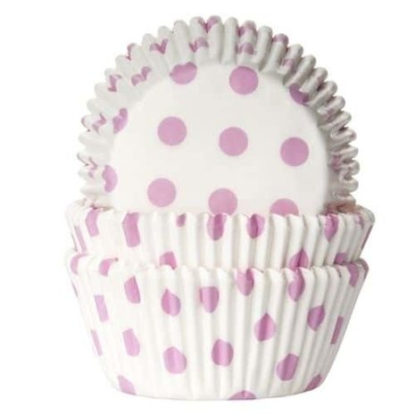 Baking cups white with pink dots 50 pieces Baking cups white with pink dots 50 pieces