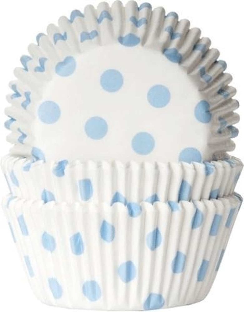 Baking cups wit met blauwe stippen | 50 stuks Baking cups wit met blauwe stippen | 50 stuks