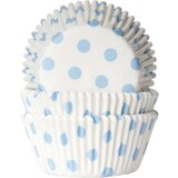Baking cups wit met blauwe stippen | 50 stuks