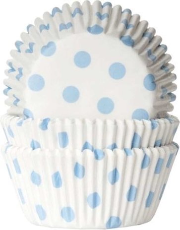Baking cups wit met blauwe stippen | 50 stuks Baking cups wit met blauwe stippen | 50 stuks