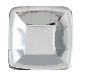 Plaques argent métallique carré 13cm | 8 pièces Plaques argent métallique carré 13cm | 8 pièces